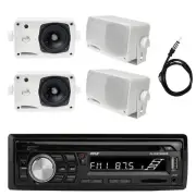 Bluetooth Marine Radio MP3/USB/SD CD AM/FM, 4x Weather Proof Speakers + Antenna