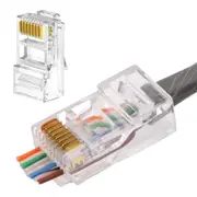 Cat6 Passthrough RJ45 Ends Connectors, Ethernet Cat5e Cat5 Cable Crimp Plugs Modular UTP 8P8C for Solid Wire and Standard Lan Clips Network