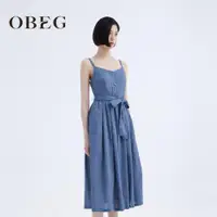 在飛比找ETMall東森購物網優惠-OBEG新款法式收腰顯瘦度假吊帶裙