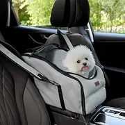 Nasonet Dog Car Seat, Center Console Car Seat for Small Pets, Portable Booster Seat, Puppy Carrier Travel Backpack Includes Safety Tether for Pets Up to 15 lbs(Light Grey)