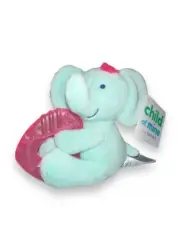 Carters Child Of Mine Plush Elephant Baby Toy Aqua Blue Pink Teether NWT