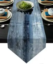 Blue and Grey Table Runner,Abstract Modern Art Burlap Table Runners for Table...