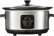 [Morphy Richards] 3.5L Stainless Steel Slow Cooker, 3 Heat Settings, One Pot Solution, Dishwasher Safe Ceramic Pot, 460017