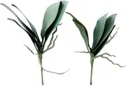 Home Decor 2Pcs Orchid Leaves Artificial Phalaenopsis Leaf Faux Foliage Greenery Branches Real Touch Latex Cymbidium Stems for Flowers Arrangements Pot Decor Artificial Plants/1775
