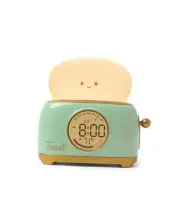 Toast Kids Alarm Clock, Kids Sleep Trainer, Cute Toast Night Green Alarm Clock