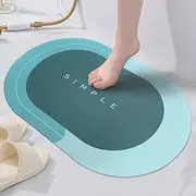 Stone Bath Mat Non-Slip |Bath Rugs | Bathtub mat | Bath Shower Floor Mat | Water Absorbent & Quick Drying for Bedroom, Kitchen, Toilet, Door (23.6x35.5in Gray)(Green,Oval)