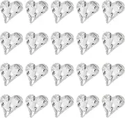 uxcell 20 Pcs 3D Heart Silver White Nail Rhinestones 12x13mm K9 Glass Crystal Rhinestones Pointed Back Crooked Heart Gems for Nail Charm Art DIY Decoration Craft