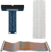 ZDE T-Type GPIO Breakout Expansion Card GPIO Adapter Board + 40 Pin Ribbon Cable + Breadboard Compatible with Raspberry Pi 5 4B 3B+ 3B 2B B+