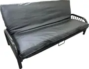 Queen Black Leather Vinyl Futon Cover, Mattress Slipcover, Encasement, Protector