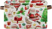 Christmas Vintage Santa Claus Poses Cloth Organizing Bins with Handle, Collapsible Nursery Storage