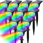 Solar Color Changing Lights Outdoor, 9 Color Modes Landscape Spotlights, Dusk