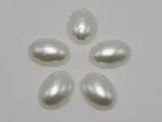 200 Ivory Acrylic Oval Half Pearl Bead 10X14mm Flatback Cabochon Scrapbook Craft