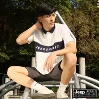 在飛比找momo購物網優惠-【JEEP】男裝 美式休閒撞色短袖POLO衫(白色)