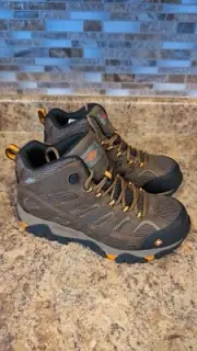 Merrell Men’s Mid-Cut Moab 2 Vertex Comp Toe Work Boots J11617W Brown Size 9