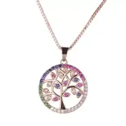 ZARD 12k Rose-Gold Plated Family Tree Pendant CZ Pave Tree of Life Necklace