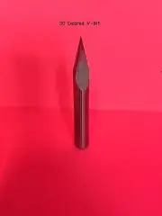 CARBIDE ROUTER V BIT 1/4" DIAMETER SINGLE FLUTE 2" OAL 30 DEGREE WOOD WORKING