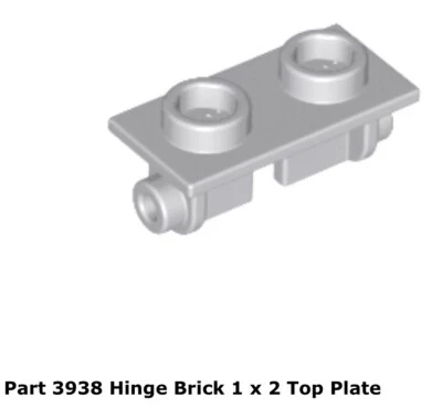 Lego 1x 3938 Light Bluish Gray Hinge Brick 1 x 2 Top Plate 75290