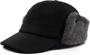 [Zylioo] XXL Winter Earflap Baseball Cap Hats Large Faux Fur Ear Flaps Trapper Hunting Hat Oversized Thick Snow Ski Hat for Big Heads