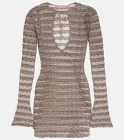 [Aya Muse] Aya Muse Lace metallic knit minidress AU 16 neutrals