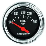Autometer Traditional Chrome Oil Temp Gauge Electric - 140 - 300 F, 2 1/16 Inch, Short Sweep, AU2543