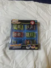 SPEED SHOTZ CARS Pull Back Race Car Set, 6 pc. Black Blue Red Green Purple Yello