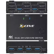 Dual Monitor Displayport KVM Switch 2 Monitors 2 Computers, USB 3.0 DP 1.4 KVM S