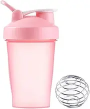 Protein Shaker Bottle Blender for Shake and Pre Work Out, Best Shaker Cup (BPA free) w. Classic Loop Top & Whisk Ball, Kitchen Water Bottle (Pink Top/Pink Body, 16OZ-400ML-1PACK)
