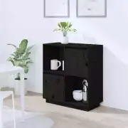 NNEVL Sideboard Black 74x35x80 cm Solid Wood Pine