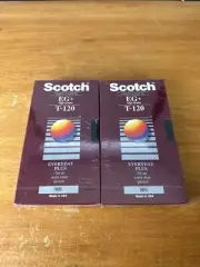 2 VINTAGE 1989 SEALED SCOTCH EG BLANK VHS TAPES 6 HOUR NEW VCR T-120
