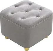 Fenteer Square Footstool Footrest Ottoman Stool Foot Stool for Entryway Bedside Bedroom Office, Gray