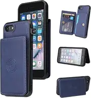 YocoverTech for iPhone 7 Case,for iPhone 8 Back Case,PU Leather Magnetic Back Shell Cover Case with Card Holders[4.7 inch]-Blue