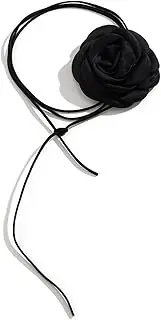 [KieTeiiK] Necklaces for Women, Elegant Fabric Flower Ribbon Choker Necklace Long Strand Lock Collarbone Chain Fabric Material for Wedding Party Daily