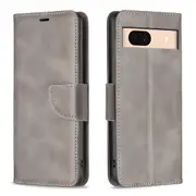 For Google Pixel 8a Case, Lambskin Texture Flip PU Leather Wallet Cover, Grey