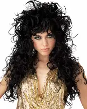 Seduction Long Curly Black Wig