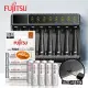 日本 Fujitsu 低自放電3號1900mAh充電電池組(3號8入+智慧型八槽USB電池充電器+送電池盒)