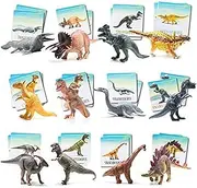 Prextex Dinosaur and Memory Card Game Combo Set with 12 Realistic Looking 10" Large Plastic Assorted Dinosaurs with 24 Piece Memory Card Game