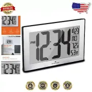 Atomic Wall Clock with Stand: 9-Inch Large Display, Black Stainless Steel Finish