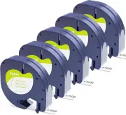 5 Pack DYMO Letratag 91330 White Label Tape 12mm x 4m Refills