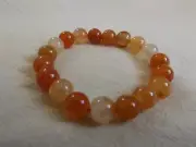 Crackle Carnelian Beads 10mm Size, 19 Beads Bracelet, 7" Inch Size, Elastic, New