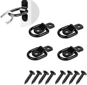 Armastuse 4PCS Heavy Duty Steel D Rings Tie Down Anchors,D Rings Tie Down Anchors Hooks for Trailer Truck Bed Bracket Enclosed Points Pickup Camper Surface Mount D-Ring Heavy Duty (Black)