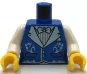 Lego New Minifig Blue Torso Vest w/ Pockets Metallic Light Blue Wide Lapels Part