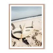 Thruster Fin Framed Printed Wall Art - Timber