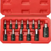 13-Piece Torx Bit Socket Set 1/4” 3/8” and 1/2” Drive T8-T60 Star Socke...