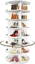 7-Tier Rotating Shoe Rack Tower, 360-Degree Spinning Shoe Organizer with 28 Pairs Capacity, Sturdy PVC Shoe Storage Shelf for Shoes and Bags, Space-Saving Design for Closet, Entryway, or Bedroom