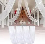 Wedding Arch Draping Fabric, 6M White Drapes Backdrop Romantic Wedding Arch Drapes Sheer Backdrop Curtains, for Wedding Ceremony Ceiling Decor