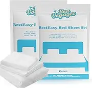 [2 Pack] Premium Disposable Queen Bed Sheets for Travel (Hotel, Business Trip, Cruise, AirBnB, Camping, Cabin)-Disposable Travel Sheets incl: 2 Fitted Bed Sheet, 2 Duvet Cover, 4 Pillow Cases
