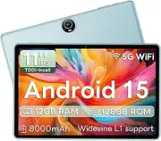 2025 Android 15 Tablet 11inch, 12GB+128GB+512GB, Support Face Unlock,18W Fast Charging with 8000mAh Large Battery,Dual WiFi6, Dual Camera,Octa-Core CPU, Bluetooth,HD Touchscreen Display
