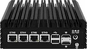 Micro Firewall Appliance, Mini PC, OPNsense, VPN, Router PC, Intel Alder Lake-N 12th Gen N100, HUNSN RJ42, 4 x 2.5GbE I226-V, 2 x HDMI, DP, TF, Type-C, 16G DDR5 RAM, 256G SSD