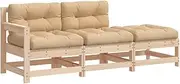 vidaXL 3-Piece Garden Lounge Set - Solid Pinewood Construction, Modular Design, Highly Comfortable Cushions, Load Capacity of 110kg