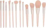 Makeup Artist 12pcs Pink Soft Fiber Hair Makeup Brush Set for Loose Powder Blush Eyebrow Eyeshadow